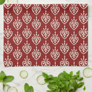 Red and Cream Floral Kitchen Cloth Towel