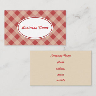 Red and Cream Gingham Business Card