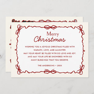 Red and Cream Hand Drawn Christmas Photo Holiday Card