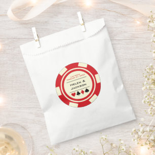 Red And Cream Las Vegas Poker Chip Wedding Favour Bags