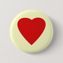 Red and Cream Love Heart Design. 6 Cm Round Badge