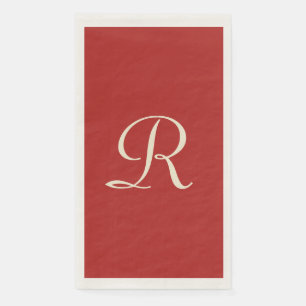 Red and Cream Monogrammed Minimalist Elegant Napkin