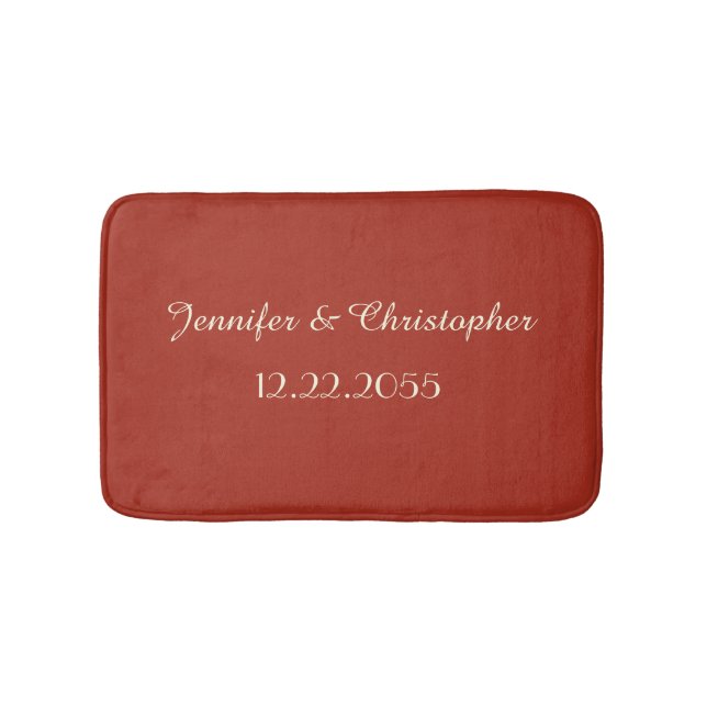 Red and Cream Personalised Plush Bath Mat (Front)