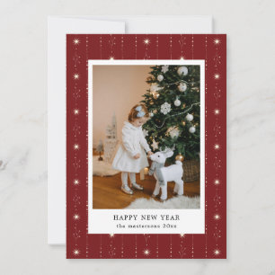 Red And Cream Stars Wallpaper Photo Holiday Card