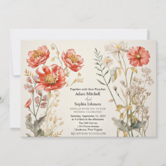 Red and Creme Floral Invitation