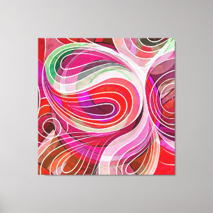 Red and Crimson Doodle With White Lines Canvas Print