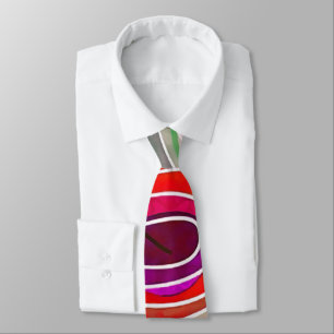 Red and Crimson Doodle With White Lines Tie