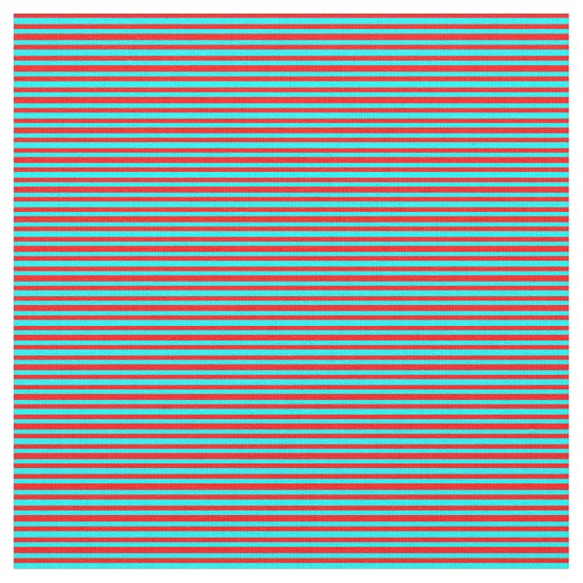 Red and Cyan Pattern of Stripes Fabric (Close Up)