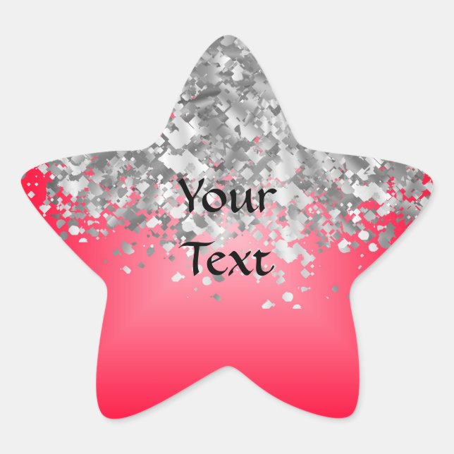 Red and faux glitter star sticker (Front)
