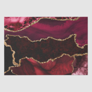 Red and Faux Gold Glitter Marble Agate Tissue Paper