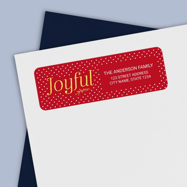 Red and Faux Gold Joyful Holiday Address (Creator Uploaded)