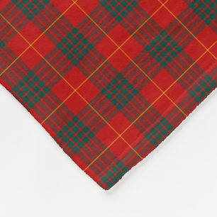 Red and Forest Green Cameron Clan Tartan Fleece Blanket