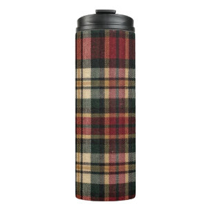 Red And Forest Green Flannel Plaid Thermal Tumbler