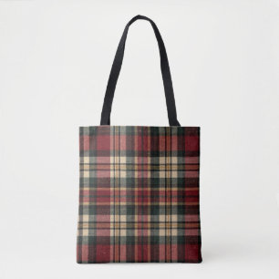 Red And Forest Green Flannel Plaid  Tote Bag