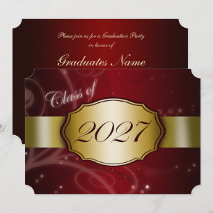 Red and Gold 2027 Graduation Party Invitation
