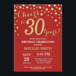 Red and Gold 30th Birthday Diamond Invitation<br><div class="desc">30th Birthday Invitation with Red and Gold Glitter Diamond Background. Gold Confetti. Adult Birthday. Male Men or Women Birthday. For further customisation,  please click the "Customise it" button and use our design tool to modify this template.</div>