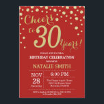 Red and Gold 30th Birthday Diamond Invitation<br><div class="desc">30th Birthday Invitation with Red and Gold Glitter Diamond Background. Gold Confetti. Adult Birthday. Male Men or Women Birthday. For further customisation,  please click the "Customise it" button and use our design tool to modify this template.</div>