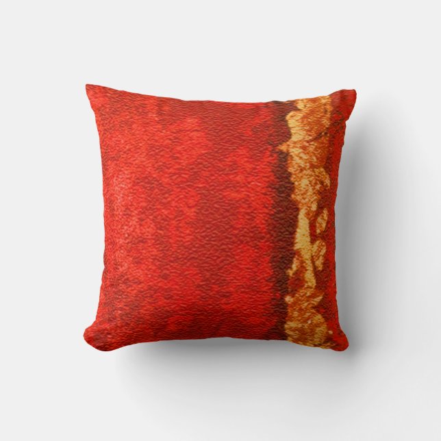 Red and Gold Abstract Cushion (Front)