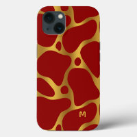 Red and gold abstract giraffe pattern