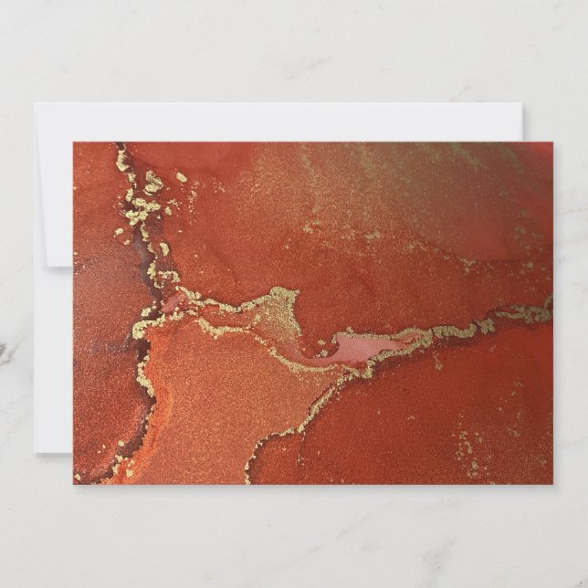 Red and Gold Alcohol Ink Abstract Art Blank Card (Front)