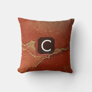 Red and Gold Alcohol Ink Liquid Abstract Art Cushion