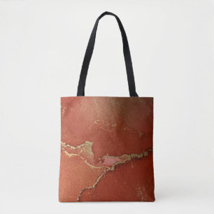 Red and Gold Alcohol Ink Liquid Abstract Art Tote Bag