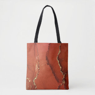 Red and Gold Alcohol Ink Liquid Abstract Art Tote Bag