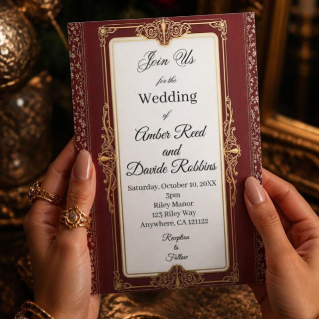 Red and Gold Art deco wedding invitation (Creator Uploaded)