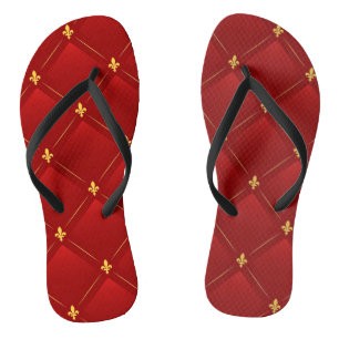Red and Gold Art Nouveau Pattern Jandals