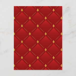 Red and gold art nouveau pattern postcard