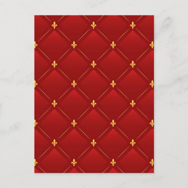 Red and gold art nouveau pattern postcard (Front)