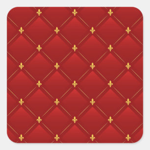 Red and Gold Art Nouveau pattern Square Sticker