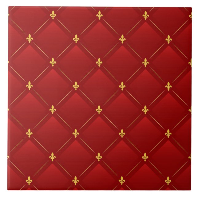 Red and Gold Art Nouveau Tile (Front)