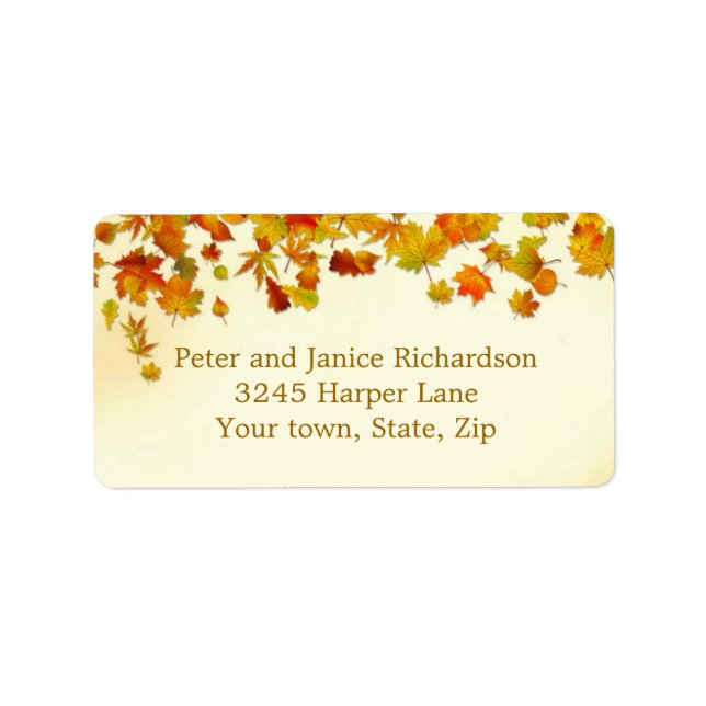 Red and gold autumnal leaves Label (Front)