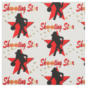 RED AND GOLD BASKETBALL SHOOTING STAR DESIGN FABRIC