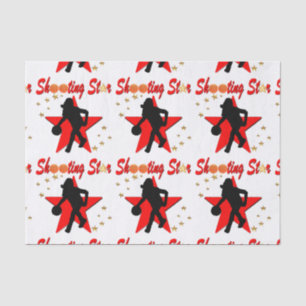 RED AND GOLD BASKETBALL SHOOTING STAR DESIGN TISSUE PAPER