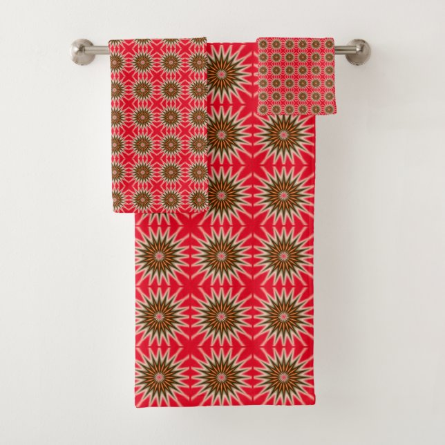 Red and Gold  Bath Towel Set (Insitu)