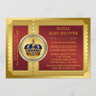 Red and Gold Boys Royal Baby Shower Invitation