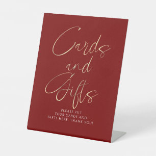 Red and Gold Cards and Gifts Bridal Shower Pedestal Sign