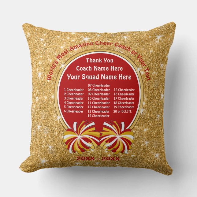 Red and Gold Cheer Coach Gifts, All Cheerleader's Cushion (Front)