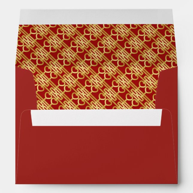 Red and Gold Chinese Double Happiness Envelope (Back (Bottom))