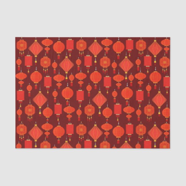 Red and gold Chinese lanterns  Tissue Paper (Front)