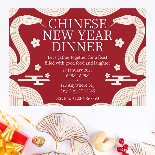 Red and Gold Chinese New Year Dinner Invitation (Creator Uploaded)