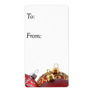 Red and Gold Chriistmas Ornaments Gift Tag