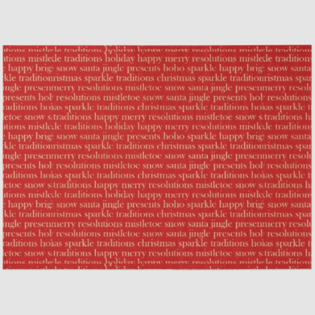 Red and Gold Christmas Cheer Christmas Tissue Paper (Front)