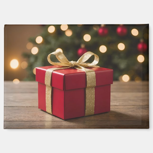 Red And Gold Christmas Gift Magnet (Front)