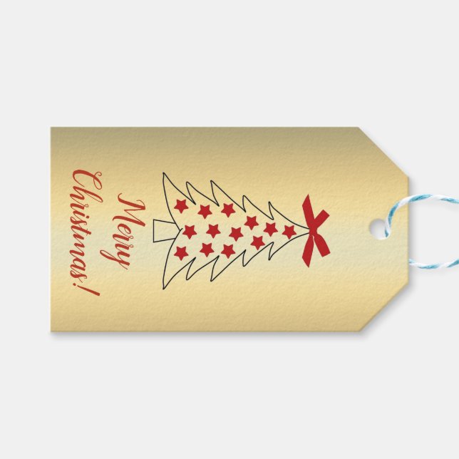 Red and Gold Christmas Gift Tag (Front (Horizontal))