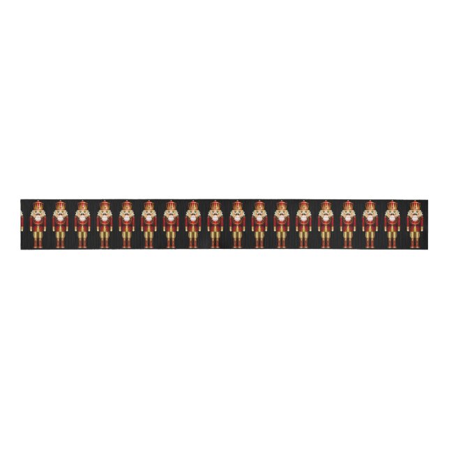 Red and Gold Christmas Nutcrackers Grosgrain Ribbon (Front)