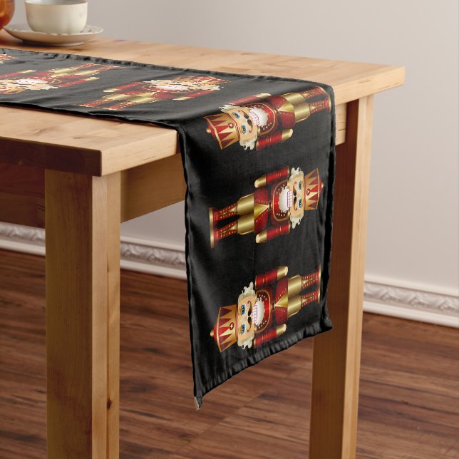 Red and Gold Christmas Nutcrackers Short Table Run Runner (In Situ)