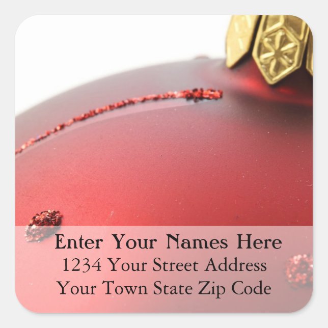 Red and Gold Christmas Ornament Address Label (Front)